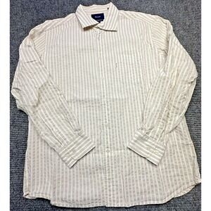 Faconnable Shirt Mens Large Striped Long Sleeve‎ Button Up Club Dress Shirt
